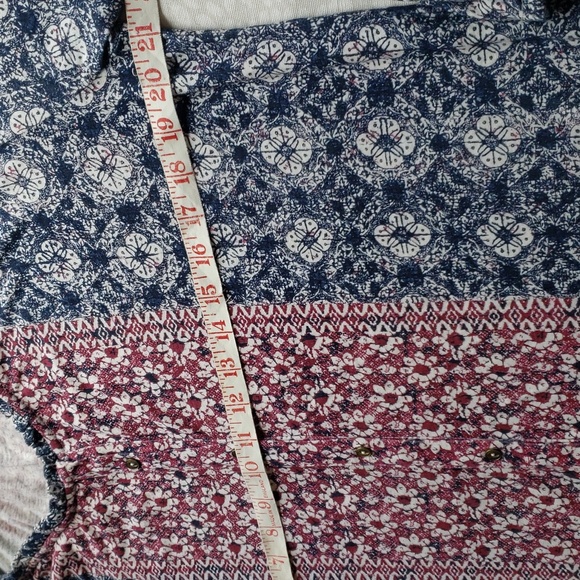 Lucky Brand Blue & Red Long Sleeve Boho Top Size M - Picture 6 of 12